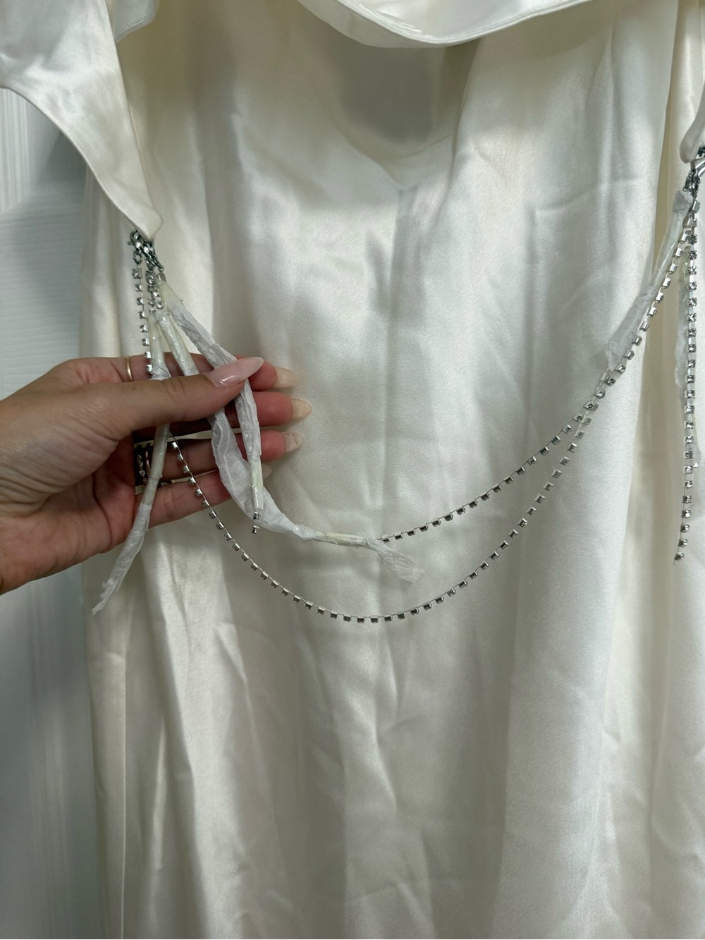 Retrofete White Satin Cowl-Neck Maxi Dress - Picture 7 of 7